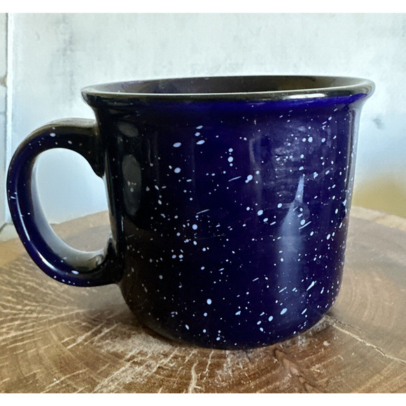 MOOSE HILLCOCK CAMPING RESORT Mug Cup Blue Speckled Campfire Coffee Adirondacks - Picture 3 of 7